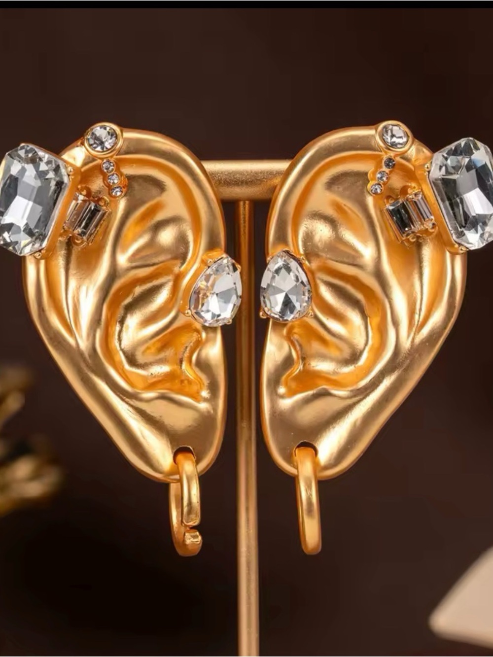 Gold Ear Cuff with Crystal Accents - Picture 2 of 3